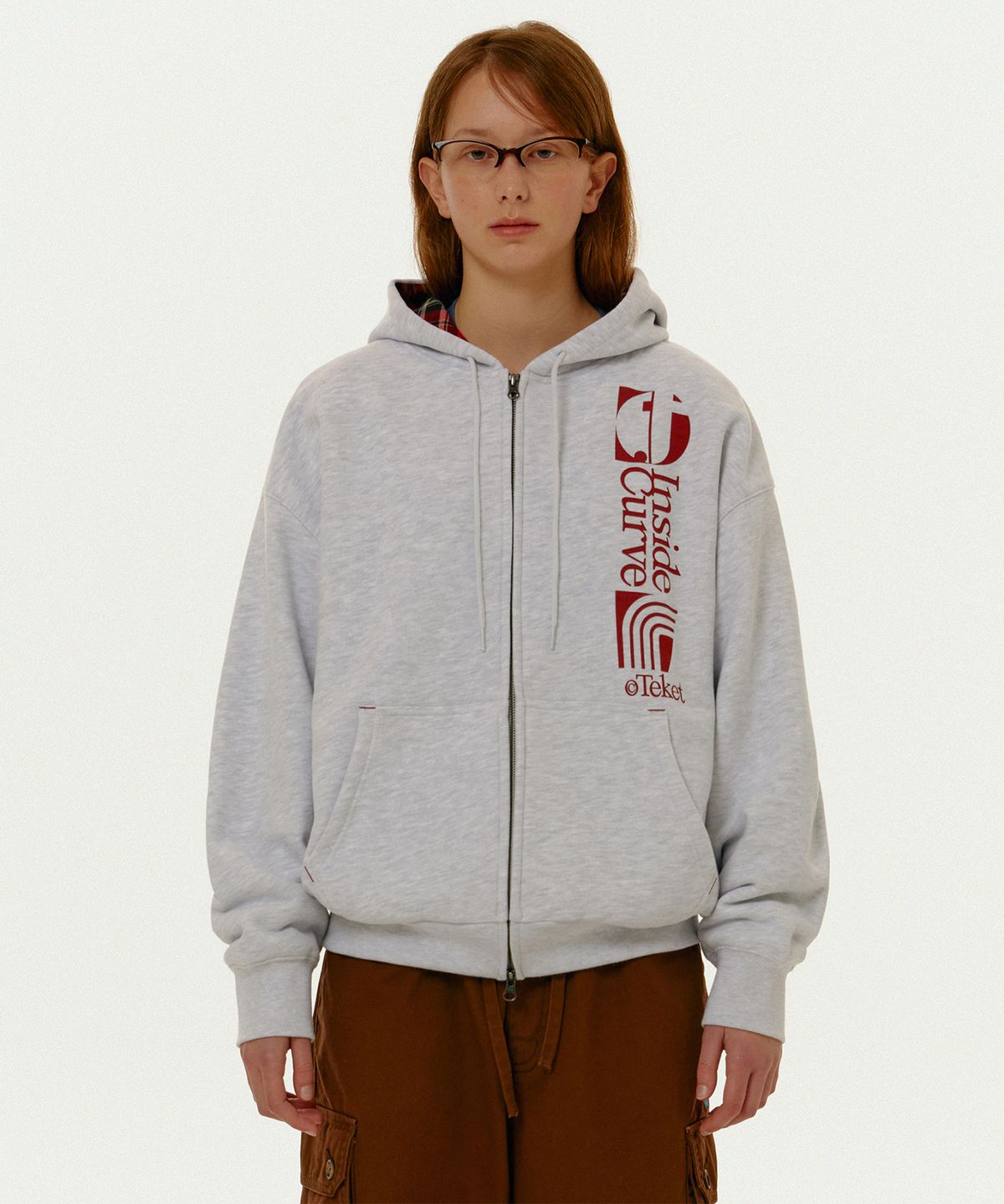 테켓(TEKET) Convex Zip-Up Hoodie Melange Gray