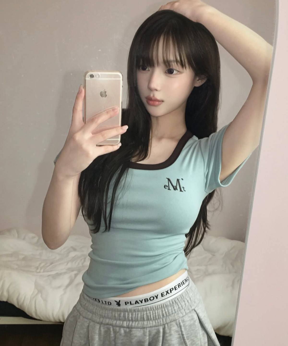 무센트(MUCENT) 페링 미디 링거 배색 반팔 티 (7컬러)