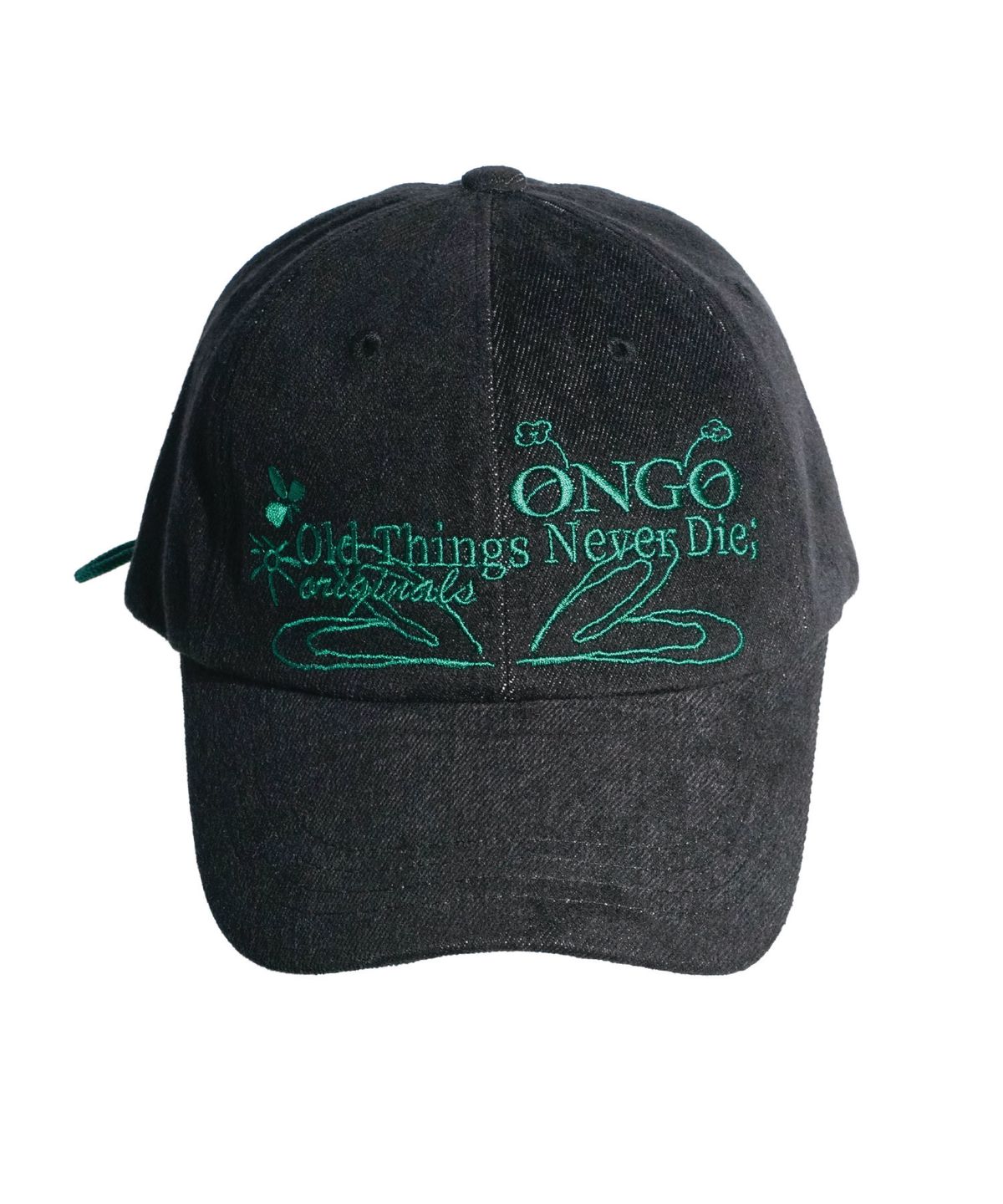 온고(ONGO) DENIM FLOWER KNOT CAP [Black]