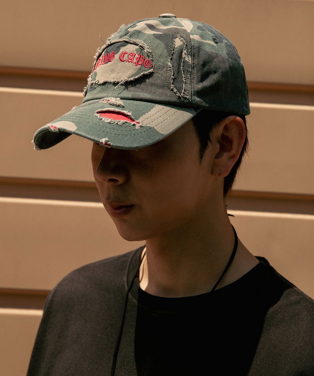 버닝카포네(BURNING CAPONE) BC 카모 디스트로이 대두 캡 (CAMO)