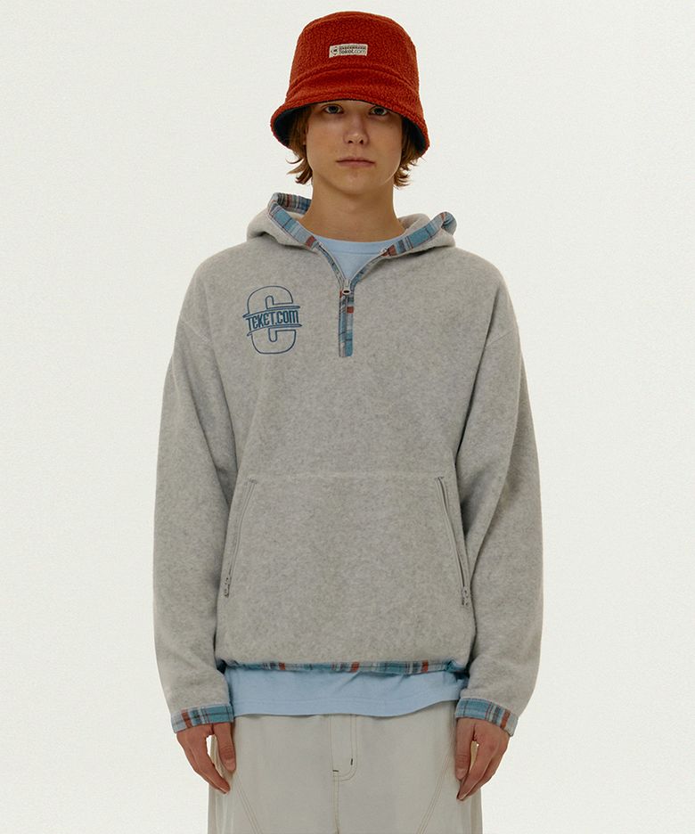 Dizzy Fleece Half Zip-Up Hoodie Melange Gray