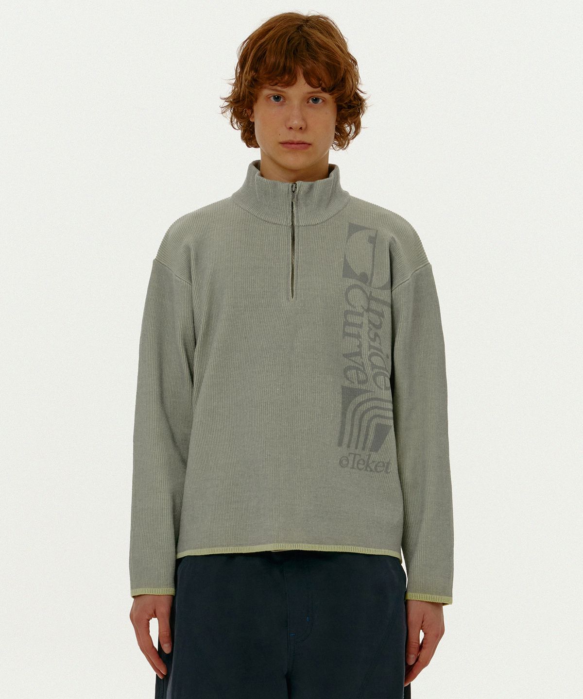 테켓(TEKET) Convex Half Zip-Up Knit Melange Gray