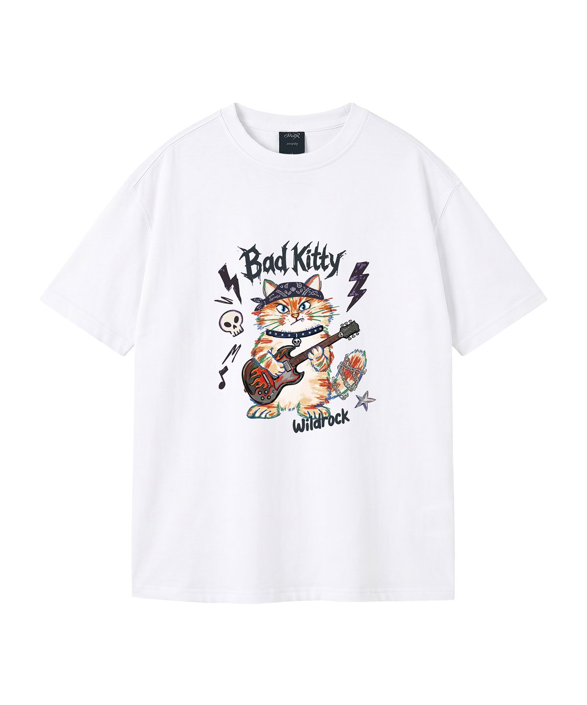 와일드락(WILDROCK) Bad Kitty 피그먼트 오버핏 반팔 티셔츠(크롭 포함)_7 COL