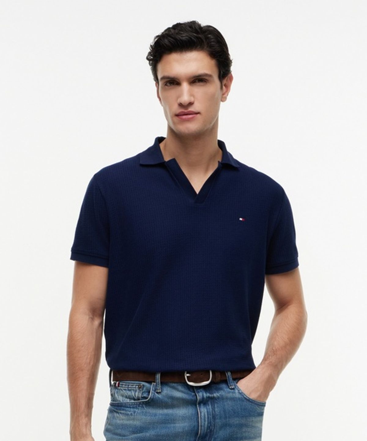 타미힐피거(TOMMY HILFIGER) 조니 카라 텍스처 레귤러 폴로 셔츠 (T12G6TKT010MT1DCC)