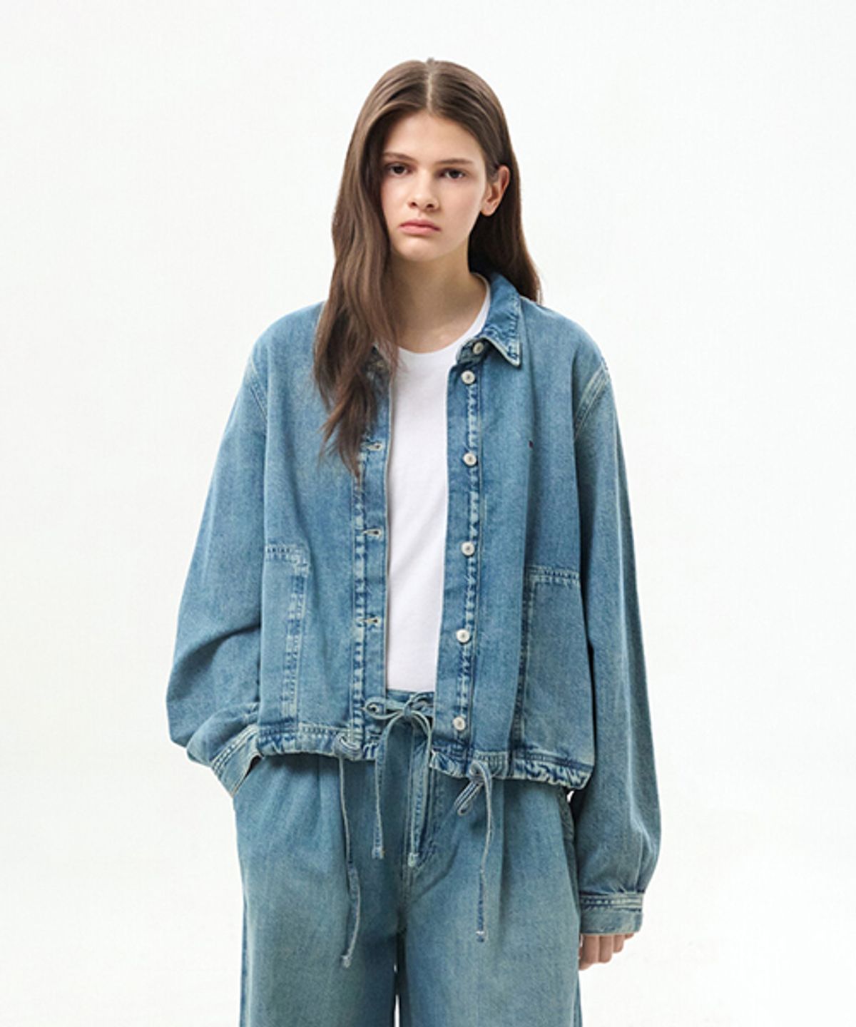 타미진스(TOMMY JEANS) 드로우스트링 타이 데님 재킷 (T32G6NJC10TWT11A5)