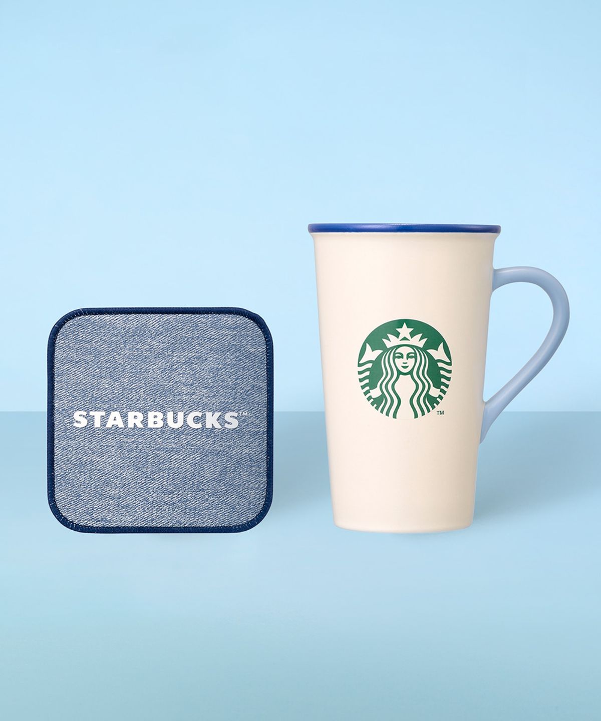 스타벅스(STARBUCKS) 워시드 블루 머그 앤 코스터 세트