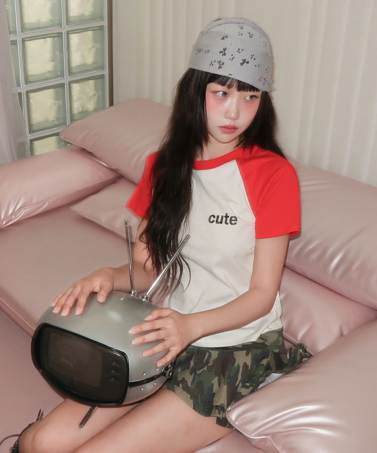 키코지(KIKOZY) 쏘 큐트 래글런 티셔츠 레드
