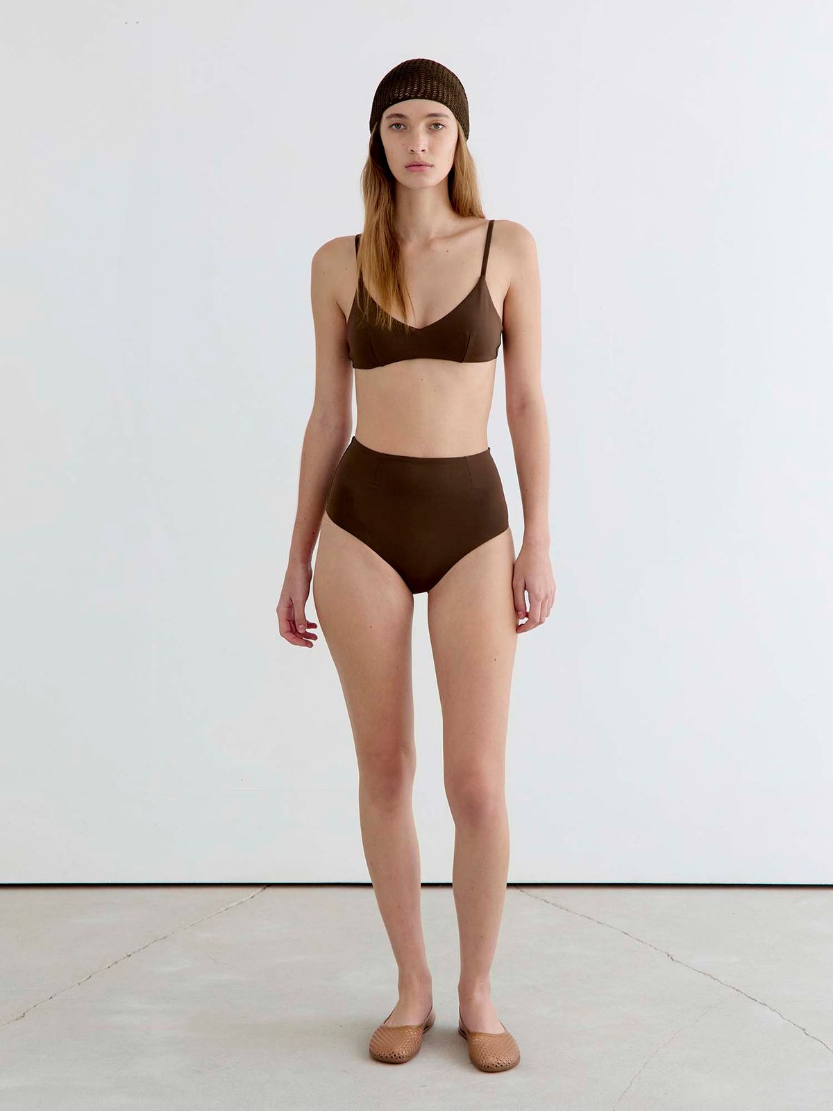 오베르(AUBER) Clean Line Bikini Set - Brown