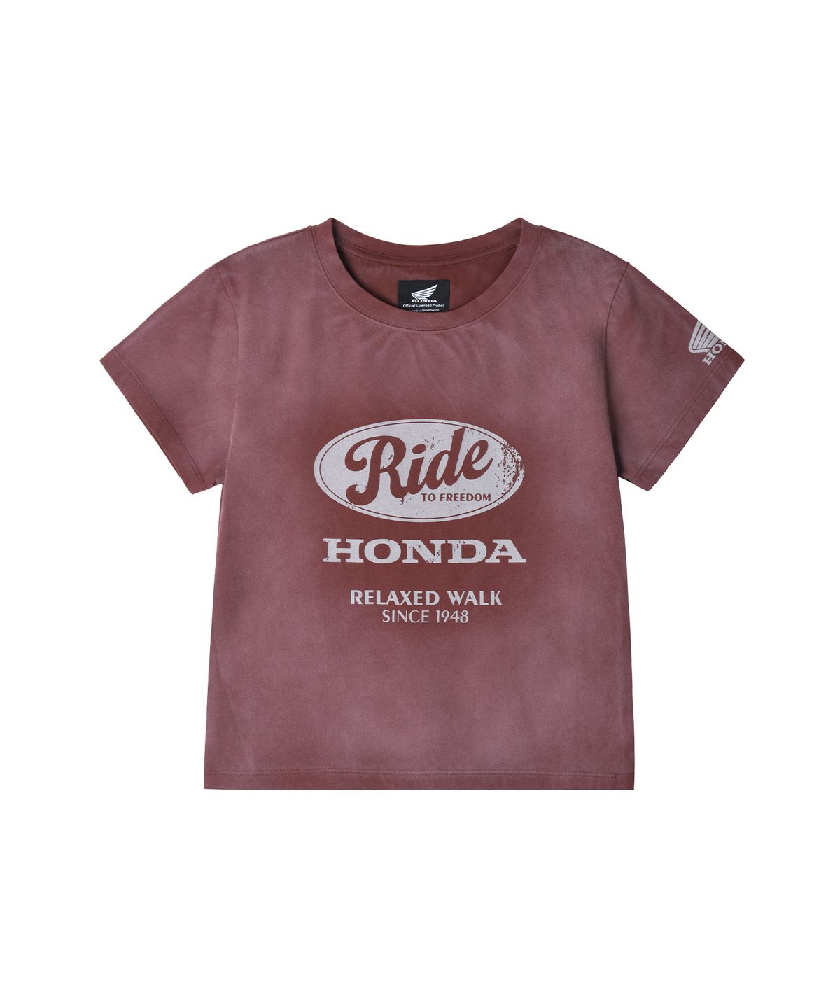 핍스 모터사이클(PHYPS MOTORCYCLE) Womens Vintage Ride Washed Crop Tee Dark Red