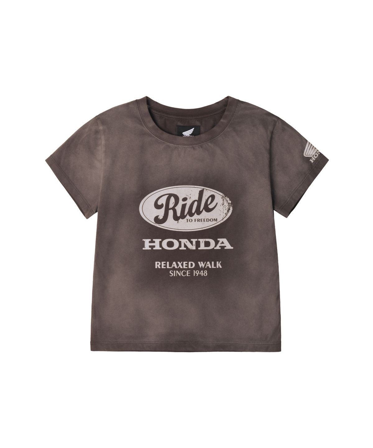 핍스 모터사이클(PHYPS MOTORCYCLE) Womens Vintage Ride Washed Crop Tee Brown