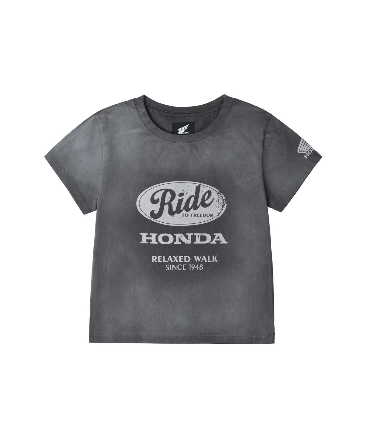 핍스 모터사이클(PHYPS MOTORCYCLE) Womens Vintage Ride Washed Crop Tee Charcoal