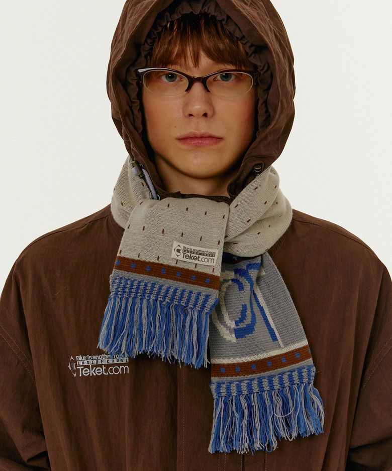 Distortion Knit Muffler Gray