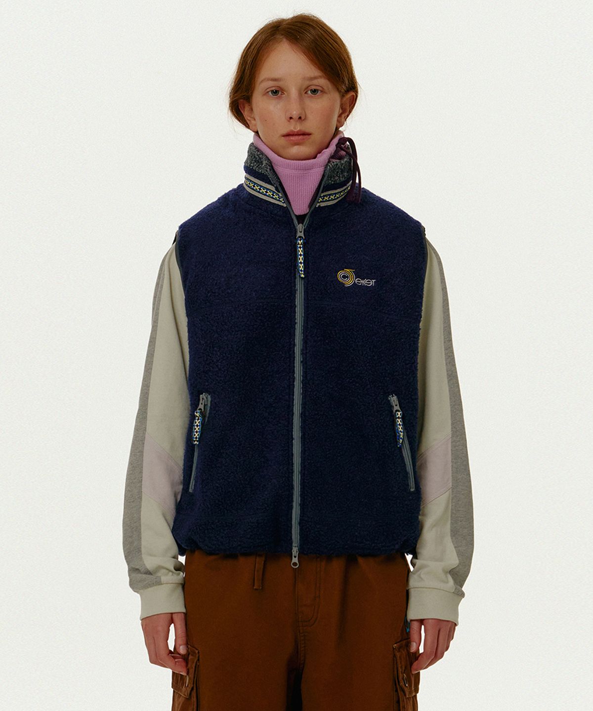 테켓(TEKET) CT Curve Boucle Fleece Vest Navy