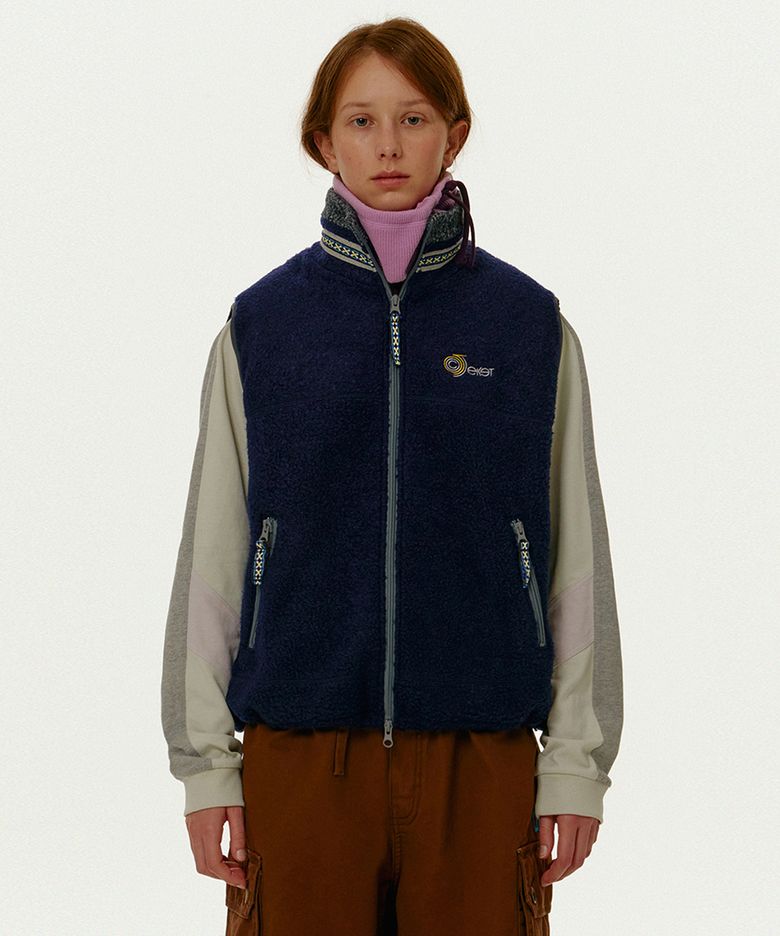 CT Curve Boucle Fleece Vest Navy