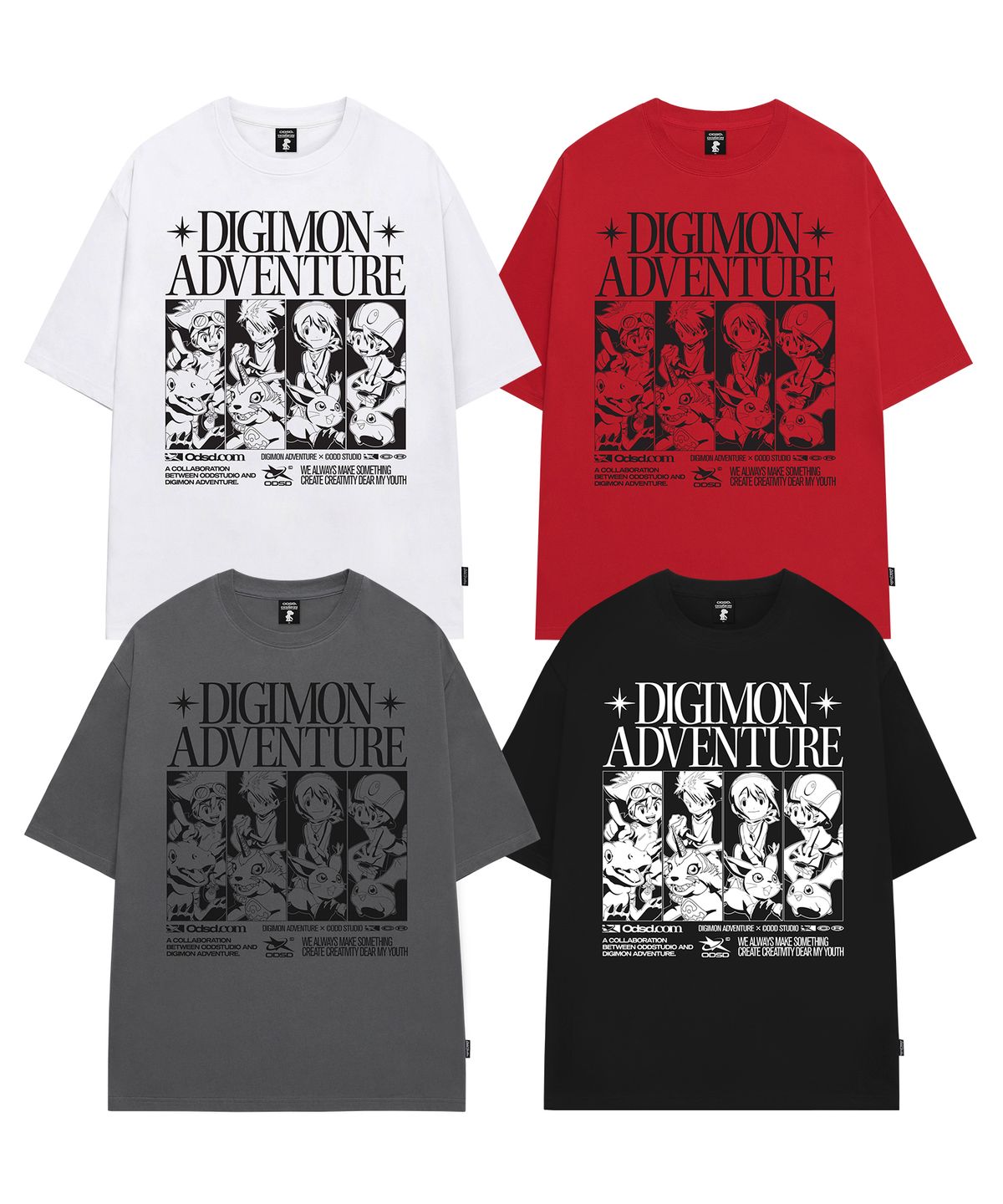 오드스튜디오(ODDSTUDIO) [디지몬 어드벤처] Children&Partner Digimon Overfit T-shirt - 4COLOR
