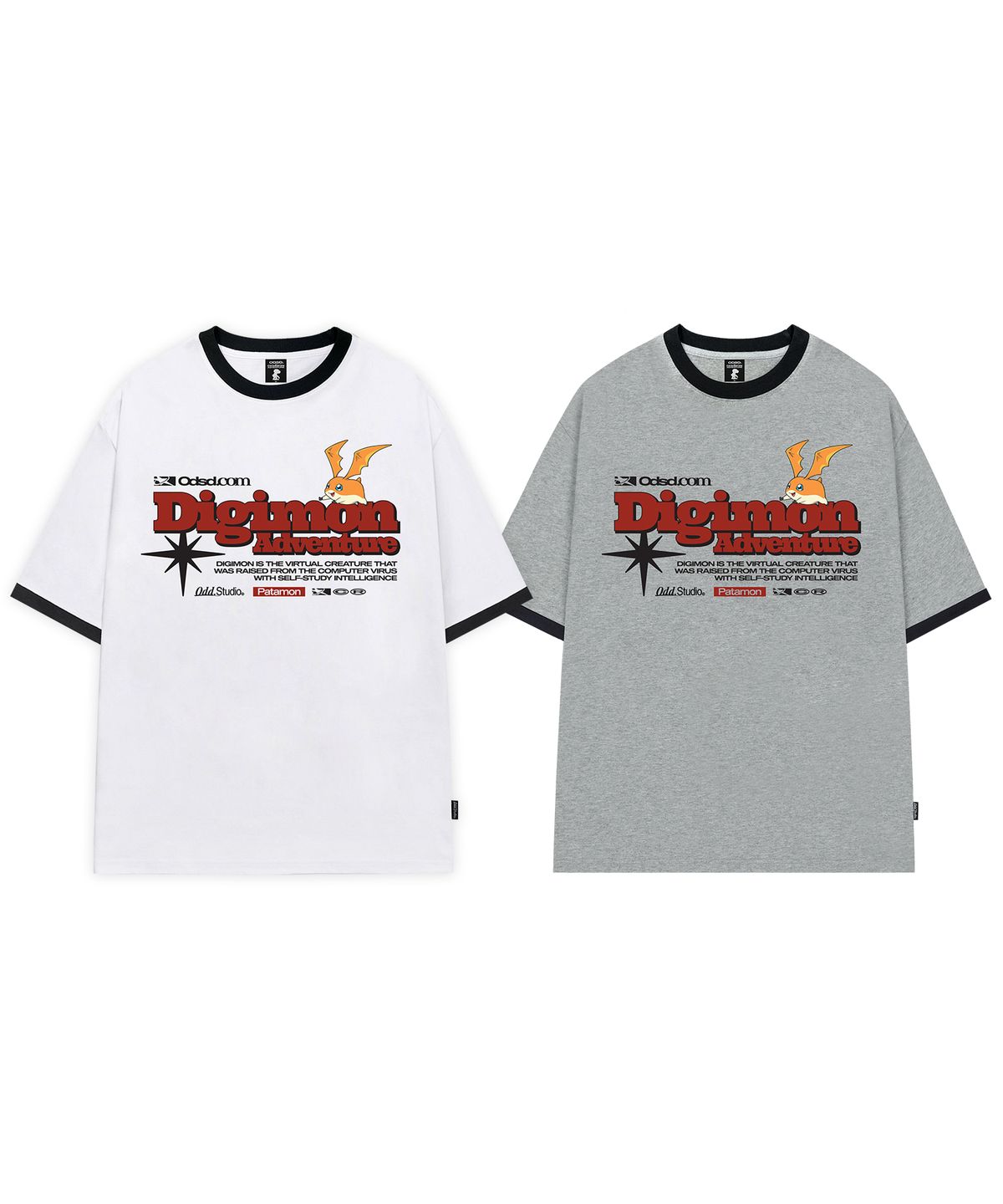 오드스튜디오(ODDSTUDIO) [디지몬 어드벤처] Patamon Ringer Overfit T-shirt - 2COLOR