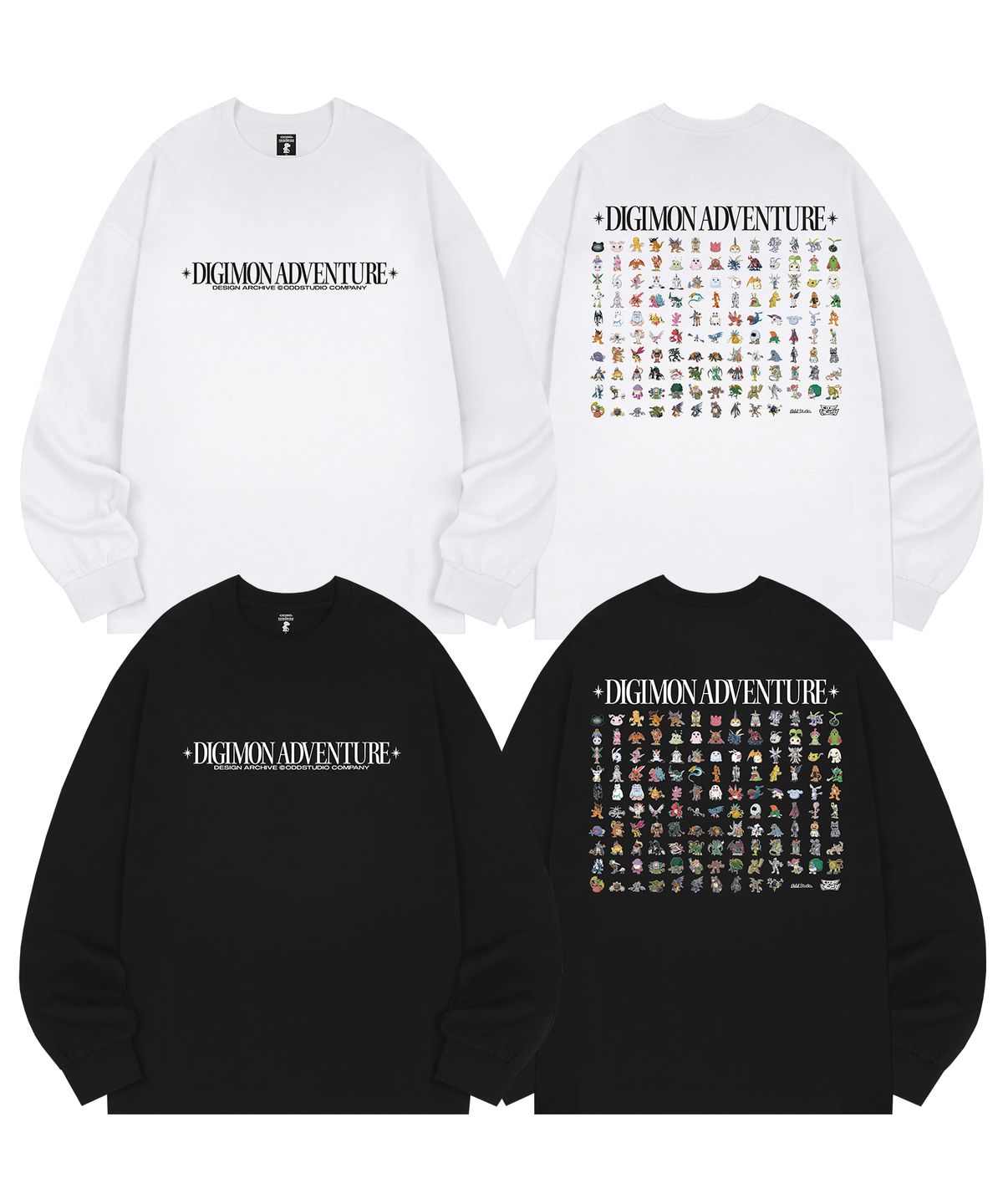 오드스튜디오(ODDSTUDIO) [디지몬 어드벤처] Digimon All Characters Back Graphic Long Sleeve - 2COLOR