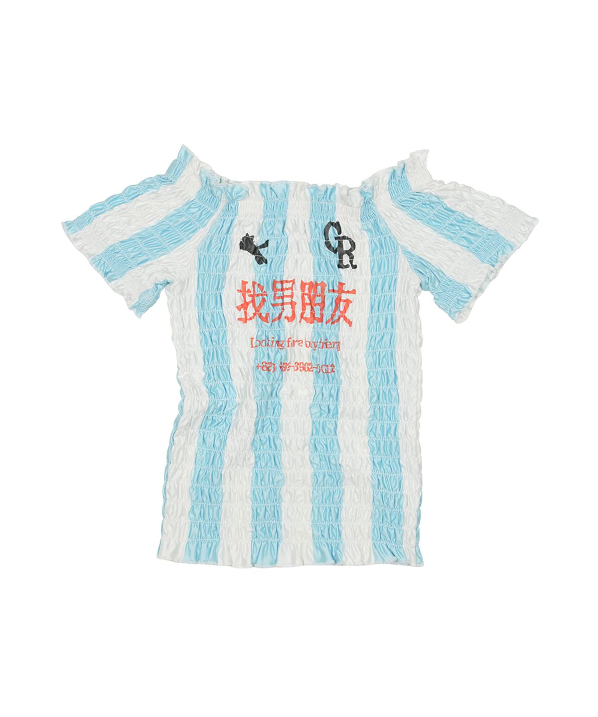 그레일즈(GRAILZ) SHIRRING FOOTBALL TOP [BLUE]