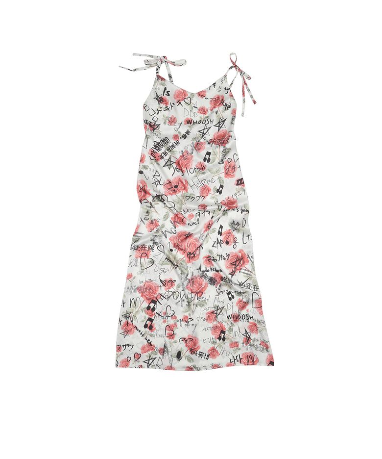 GRAFFITI FLOWER DRESS [WHITE]