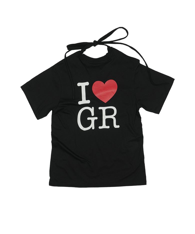 I LOVE GR HALTER DRESS [BLACK]