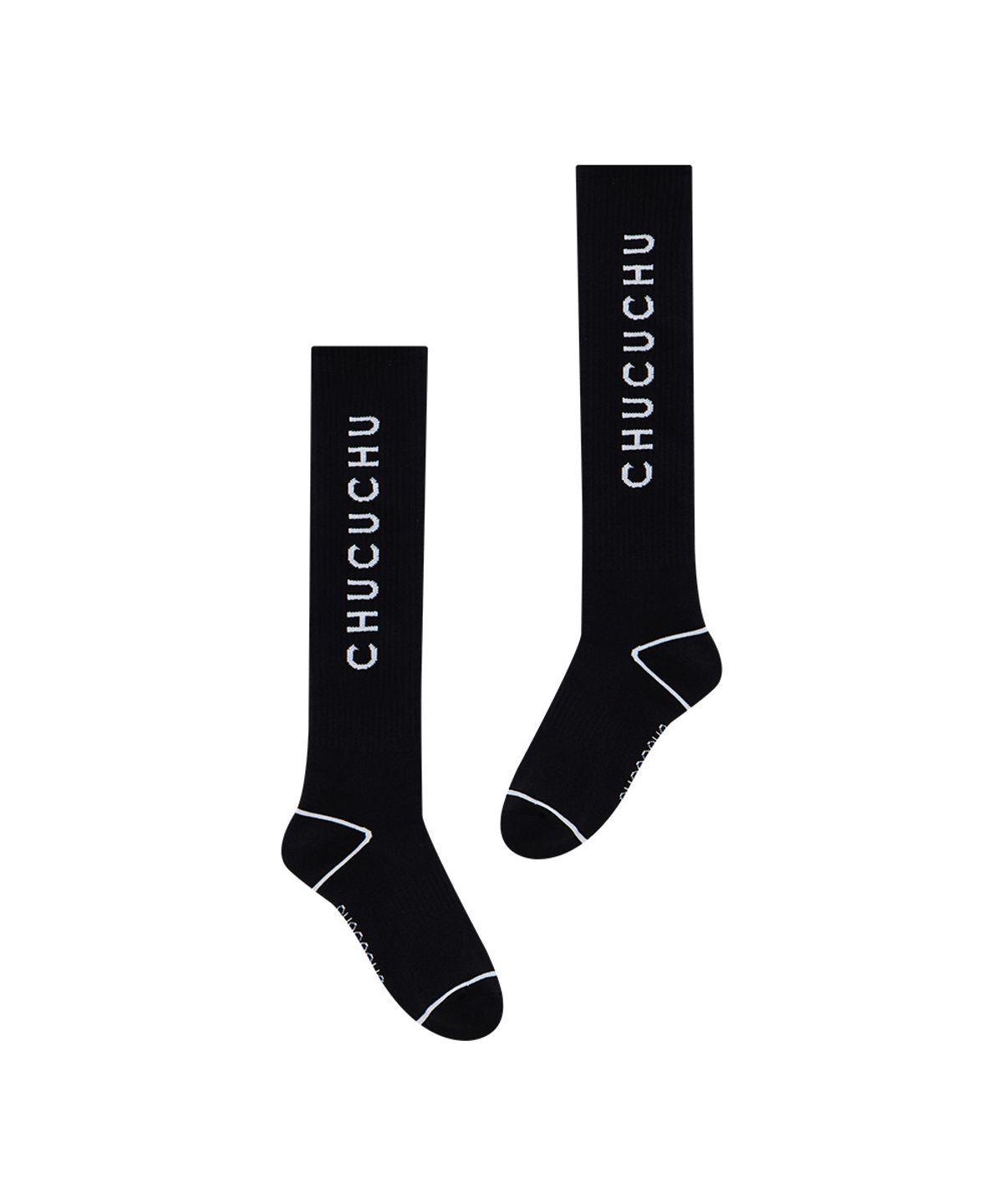 츄쿠츄(CHUCUCHU) 로고 크루 니삭스 (BLACK) CBFSS-NSC001W