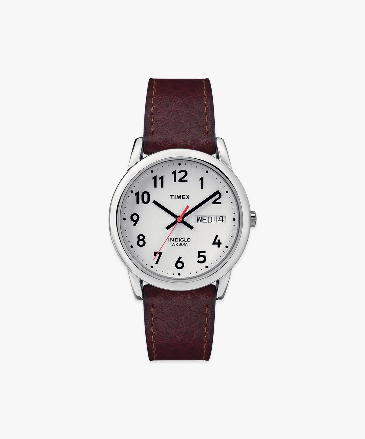 타이맥스(TIMEX) 이지리더 데이데이트 브라운 가죽스트랩 손목시계 35mm