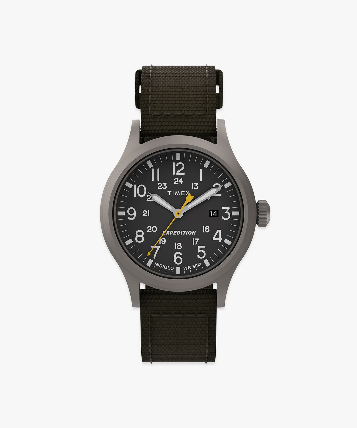 타이맥스(TIMEX) 익스페디션 스카우트 카키스트랩 인디글로 백라이트 시계 40mm