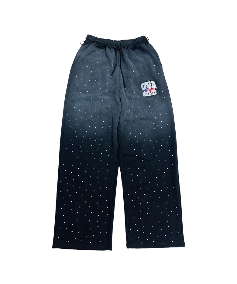 CRYSTAL BAGGY SWEAT PANTS [WASHED BLACK]