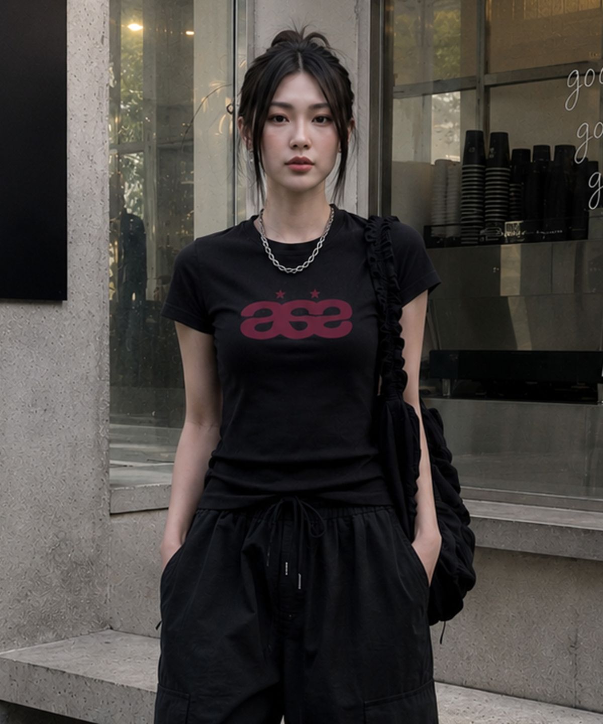 페이드(PEID) PD ase 슬림핏 반팔티 블랙