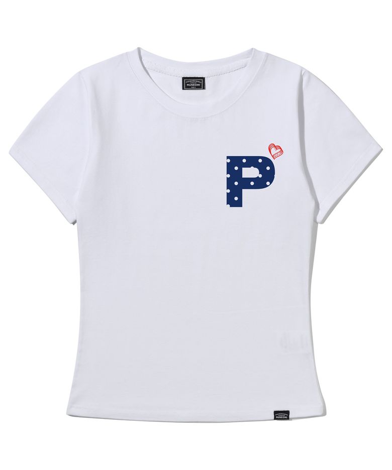 PD 폴카 도트P 슬림핏 반팔티 화이트