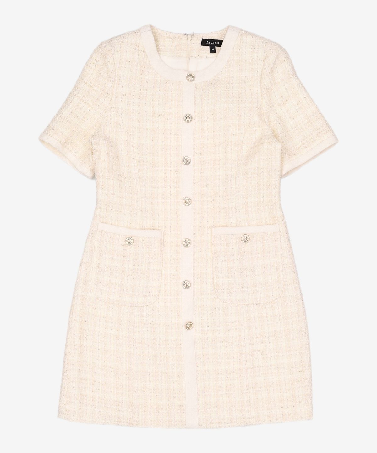 룩캐스트(LOOKAST) 아이보리 에이미 트위드 드레스 / IVORY AMY TWEED DRESS M