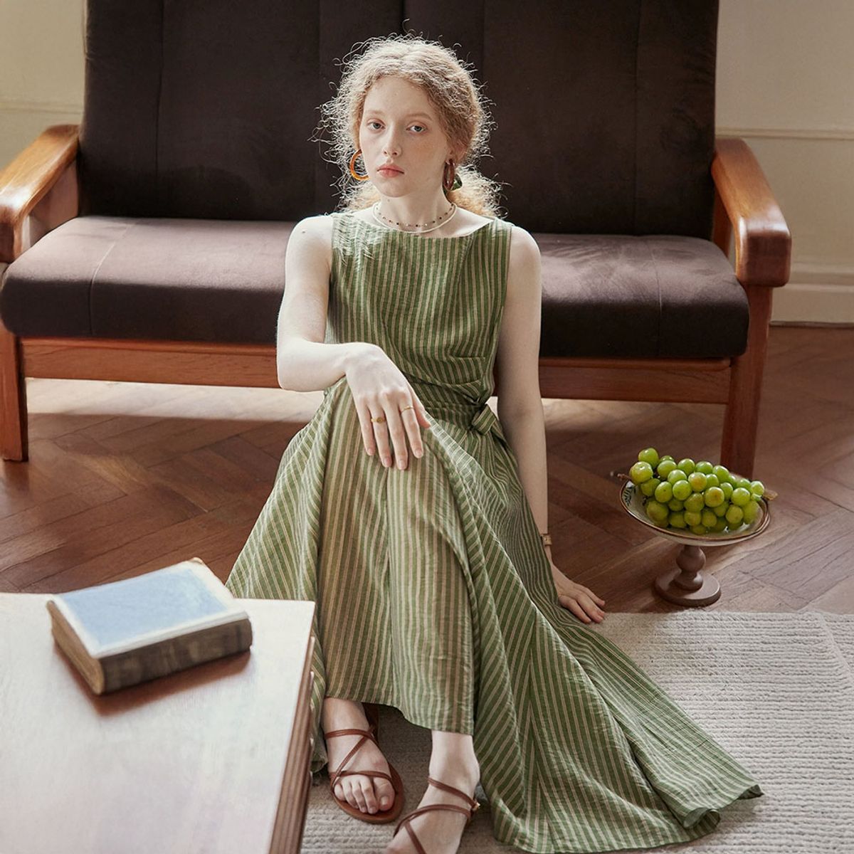 프라우드 마리(PROUD MARY) PM_Striped wrap sleeveless dress