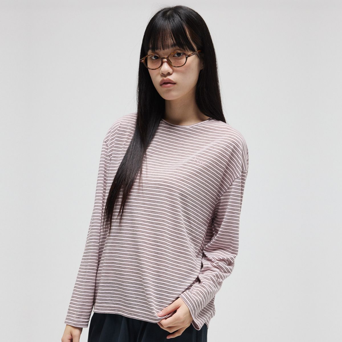 핀카(FINCA) 썸머 롱 슬리브_핑크 브라운 스트라이프 2size