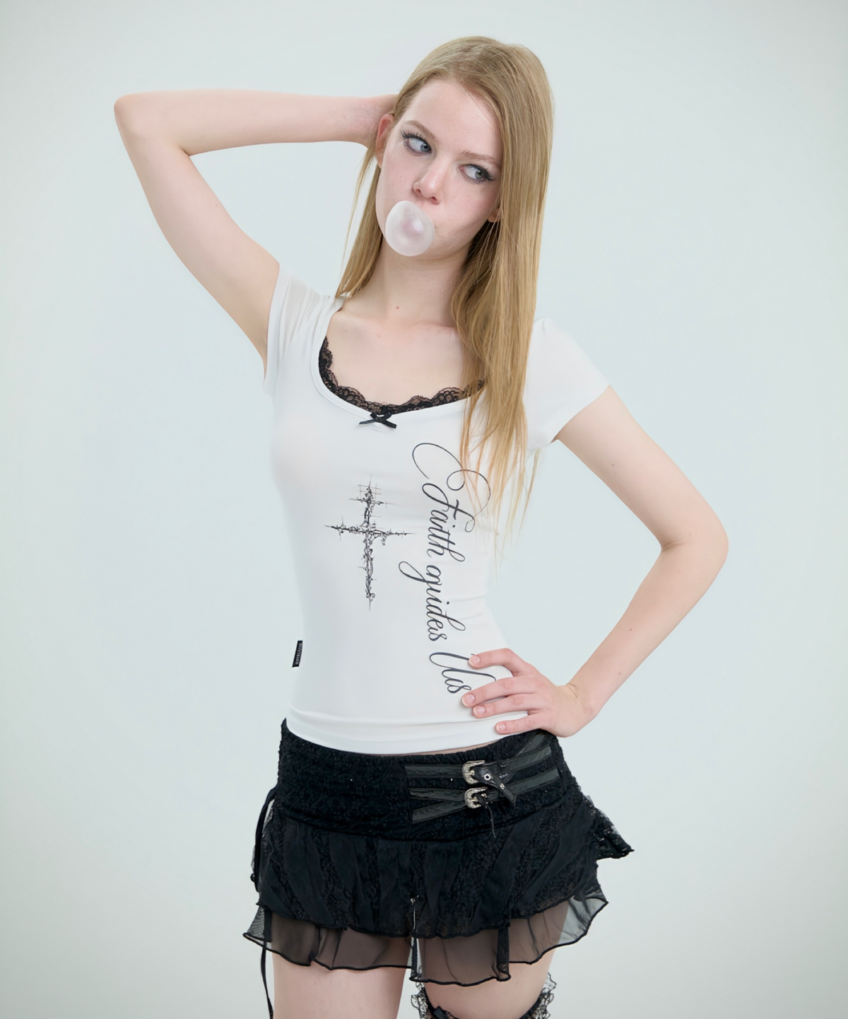511비전(511VISION) DOLLY LACE TOP, WHITE