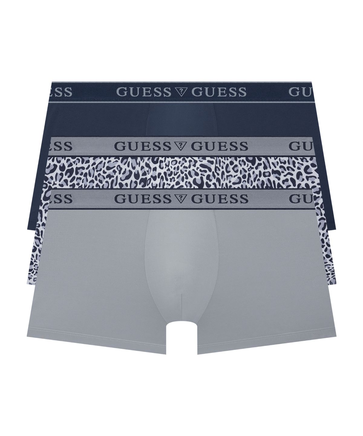 게스언더웨어(GUESS UNDERWEAR) 네이비 호피 드로즈 세트 3PACK (DNV/GY/LGY)