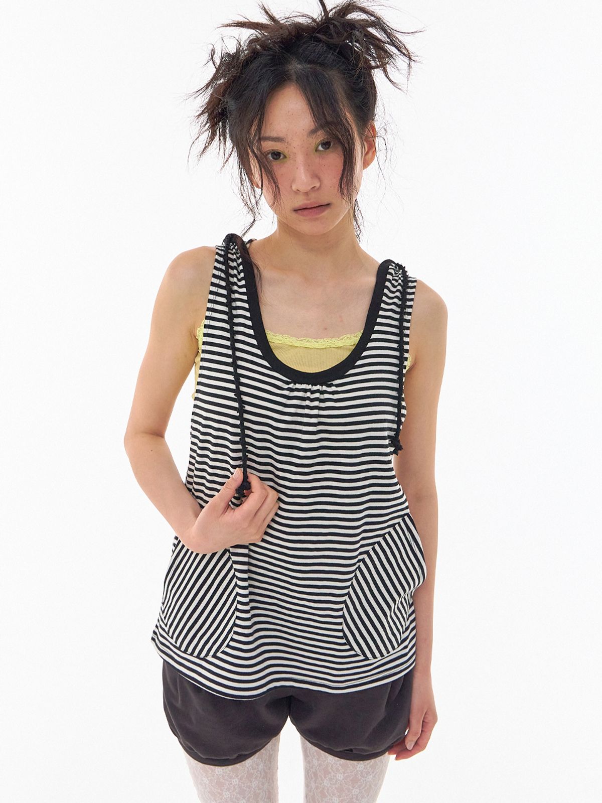 익스파이어드걸(EXPIRED GIRL) Mia Sleeveless Hoodie Stripe
