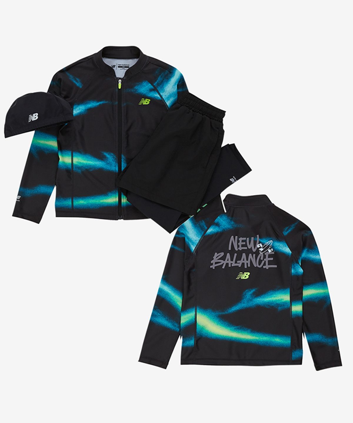 뉴발란스 키즈(NEWBALANCEKIDS) Spotlight Hot Summer_2IN1 아동 패턴 래쉬가드 집업 셋업 NK9RG3971U19