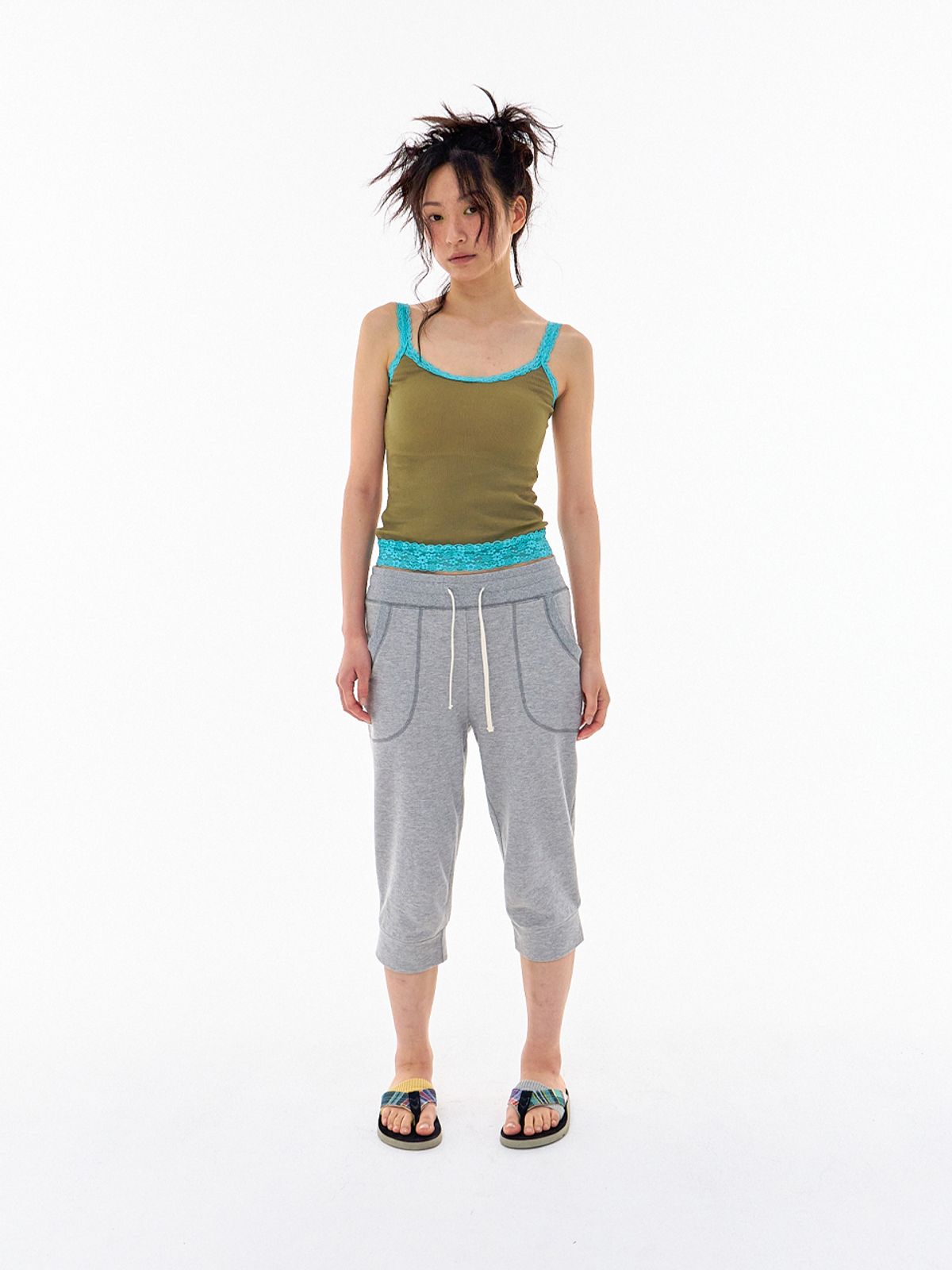 익스파이어드걸(EXPIRED GIRL) Easy Cropped Pants Melange Grey