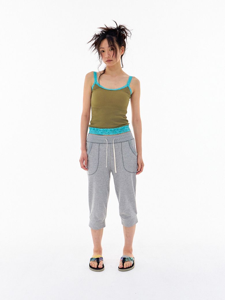 Easy Cropped Pants Melange Grey
