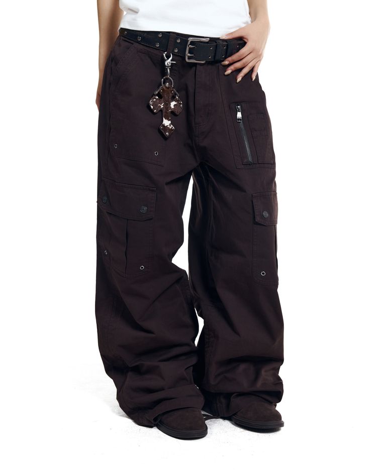 Shirring Utility Cargo Pants (Brown)