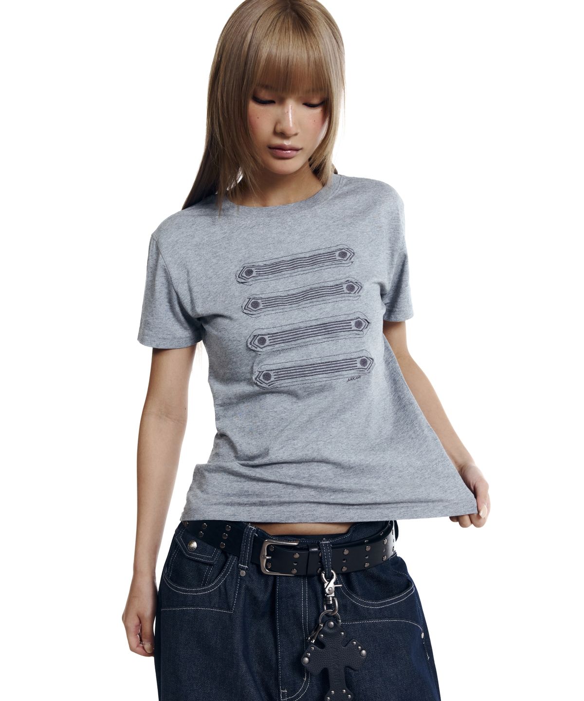 아캄(AAKAM) Napoleon Corded Half Top (Gray)
