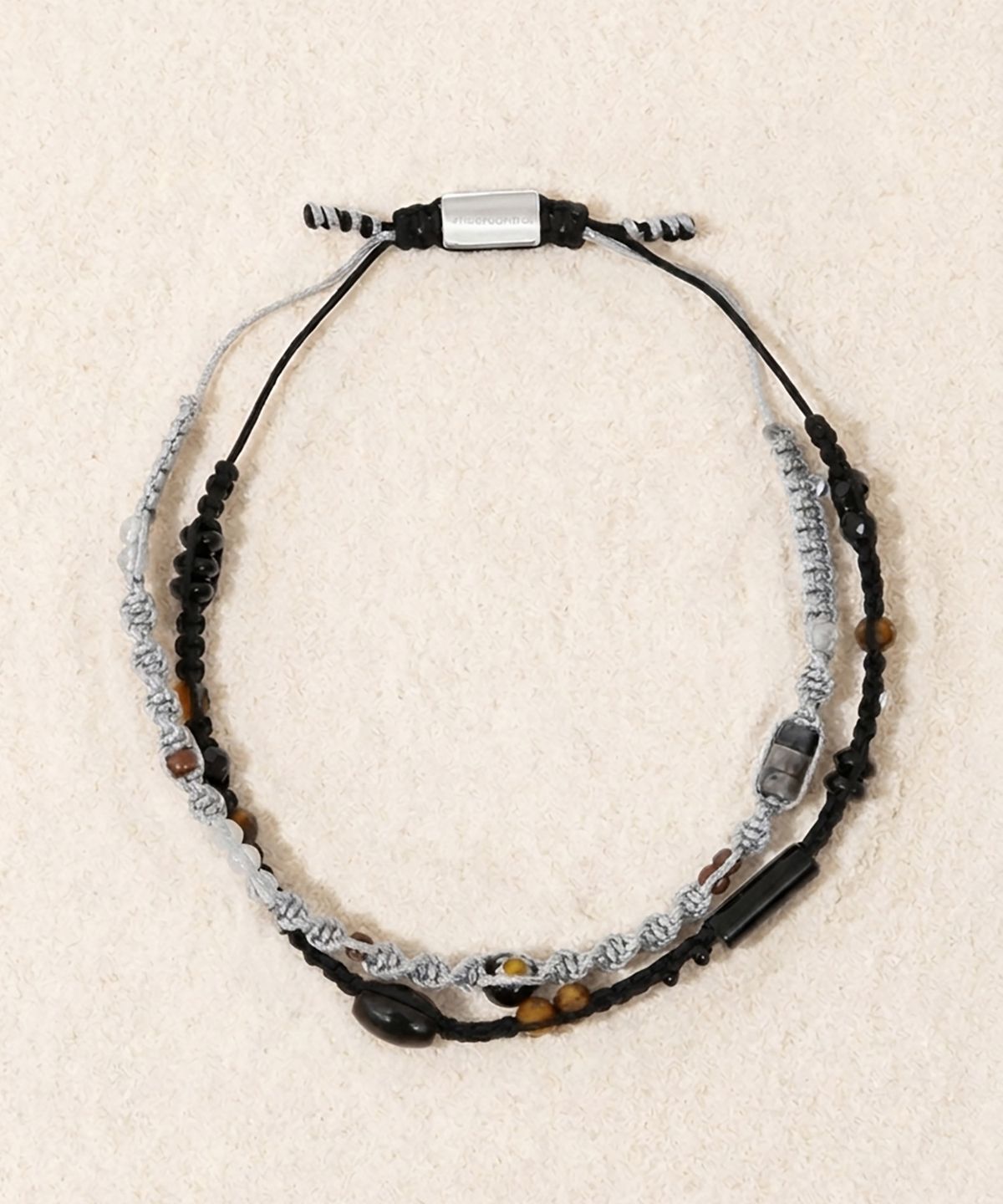 언더컨트롤(UNDERCONTROL) 더블 레이어 두줄 원석 비즈 사이즈 조절 스틸 팔찌 DOUBLE LAYER / BEADS BRACELET / BG