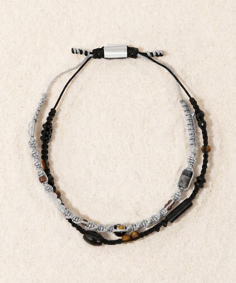 더블 레이어 두줄 원석 비즈 사이즈 조절 스틸 팔찌 DOUBLE LAYER / BEADS BRACELET / BG