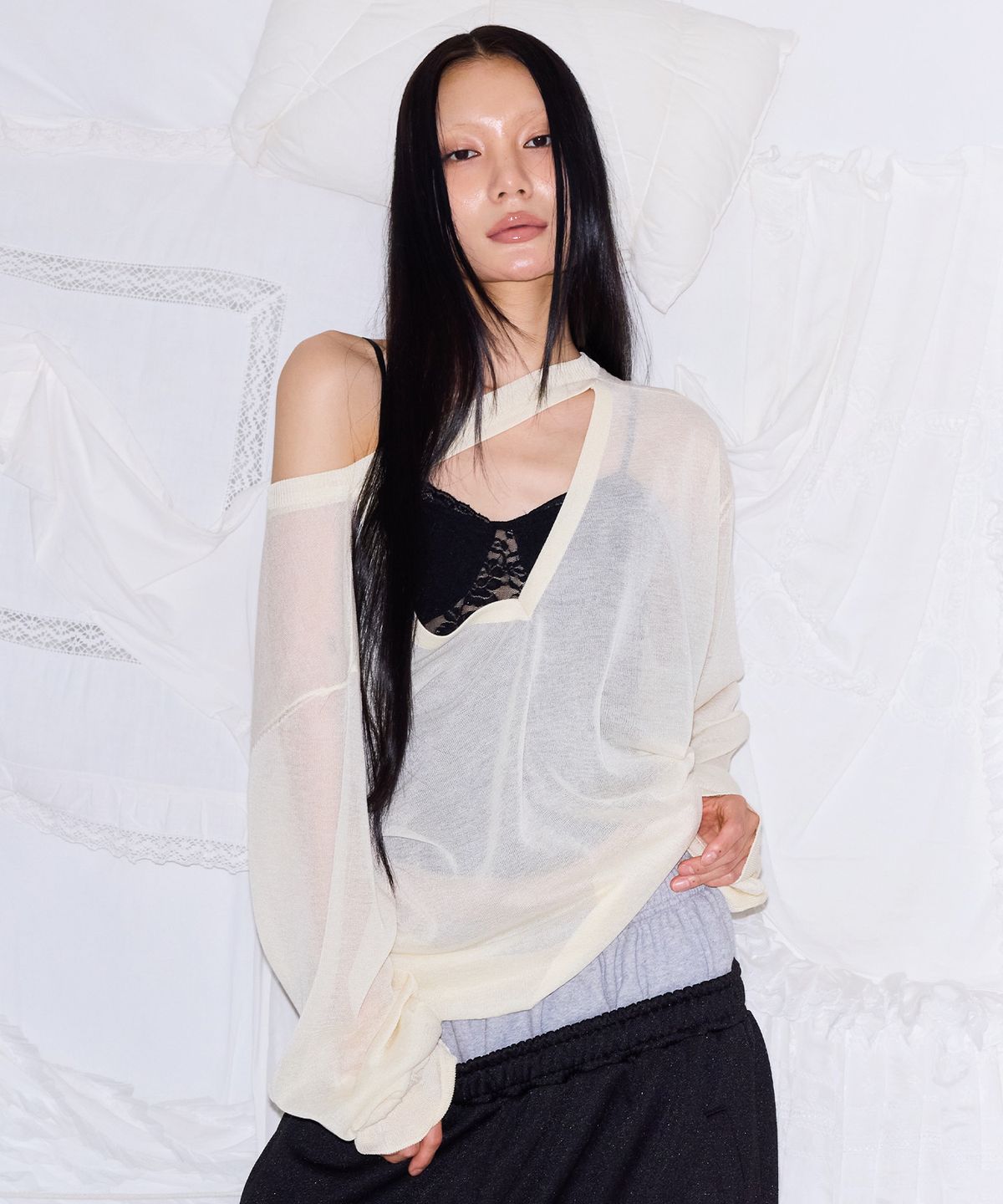 미스테리어스호텔(THE MYSTERIOUS HOTEL) CHOKER SUMMER KNIT [IVORY]