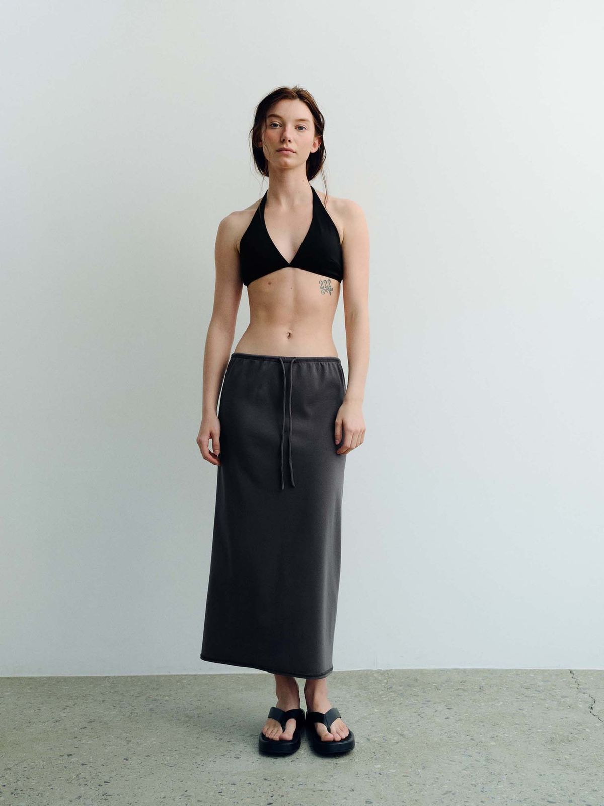 오베르(AUBER) Organic Soft Skirt - Dark Gray