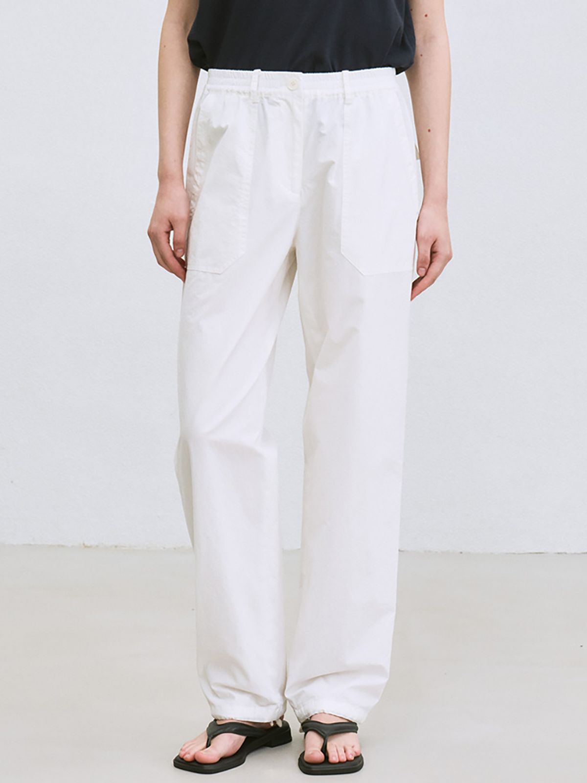 르(LE) cotton pocket drawstring pants (white)