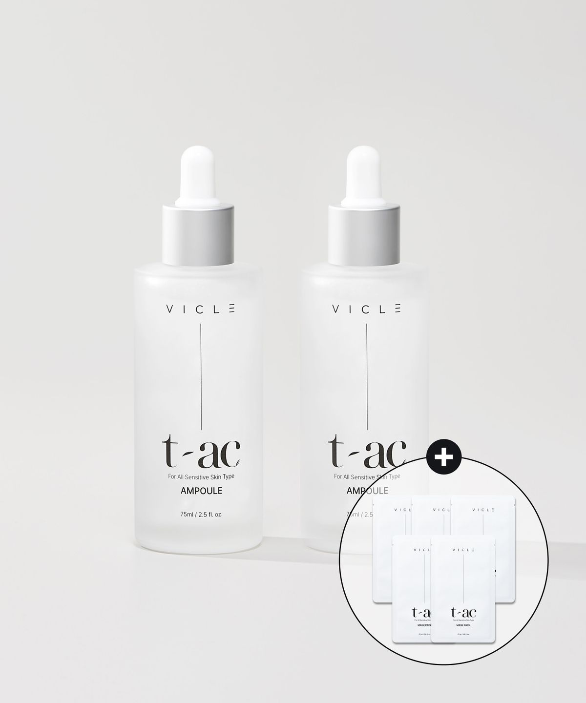 비클(VICLE) [SET] (대용량) 티아크 앰플 75ml X 2개 (마스크팩 5매 증정) (속수분/진정케어)