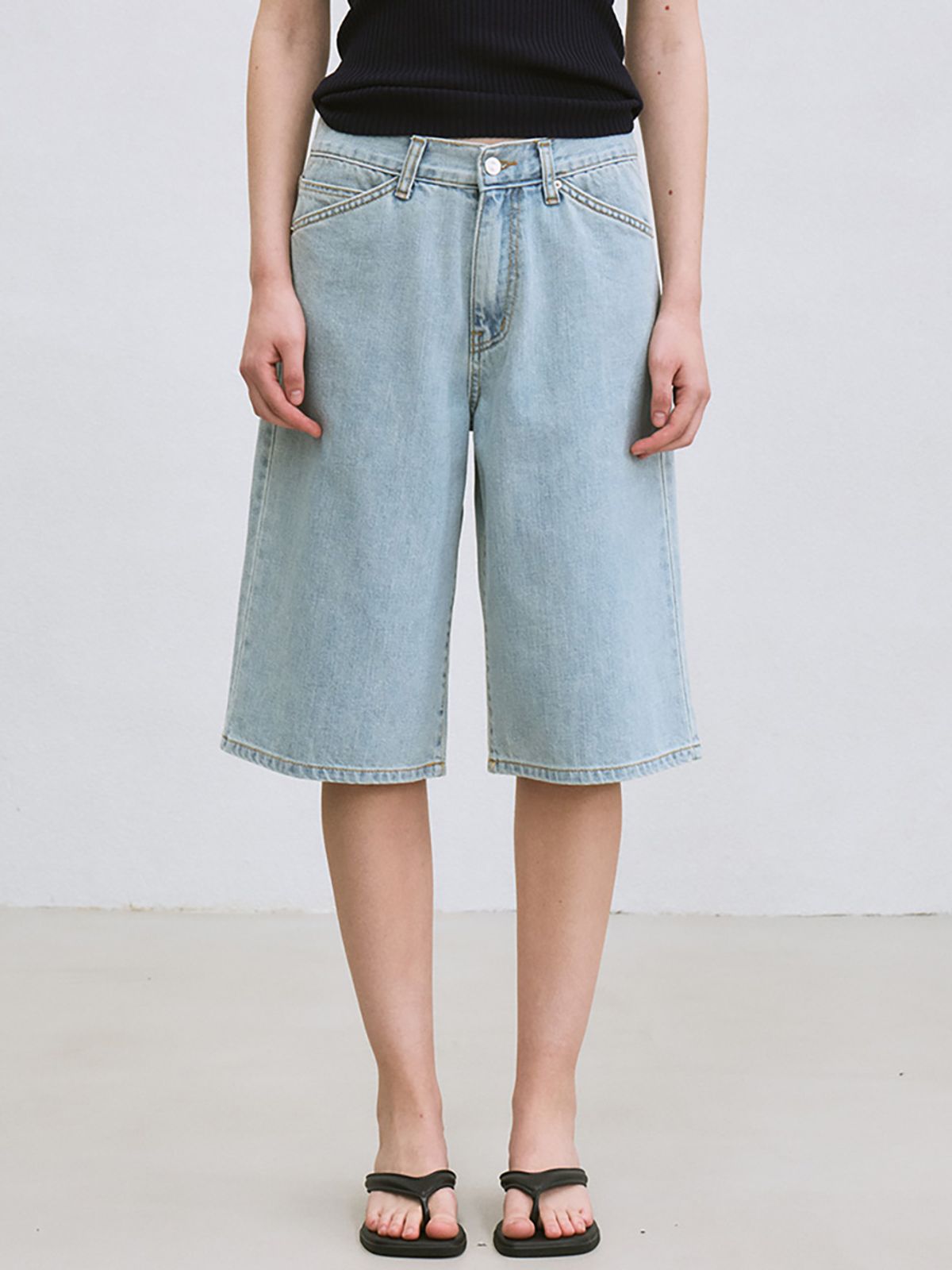 르(LE) bermuda denim pants (light blue)