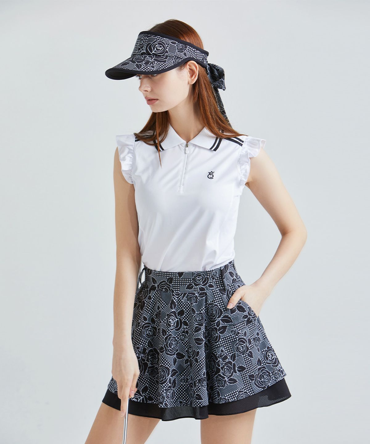 츄쿠츄(CHUCUCHU) 러플 백 메쉬 카라 슬리브리스 탑 (WHITE) CBFSS-TS012W