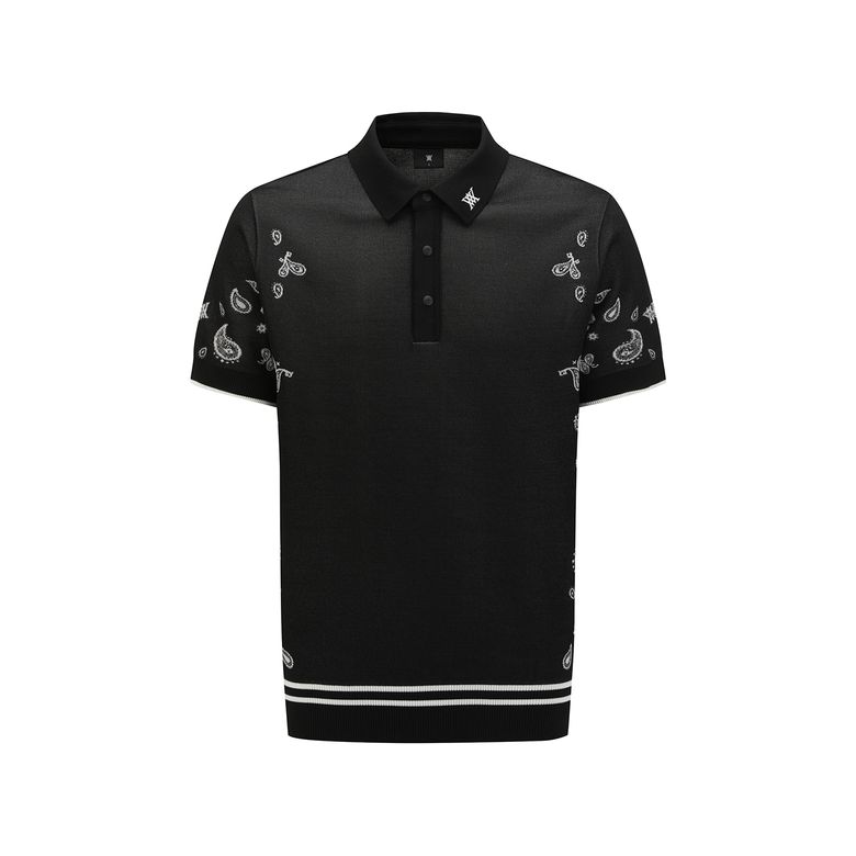 MEN PAISLEY SHORT SLEEVE SWEATER_BK